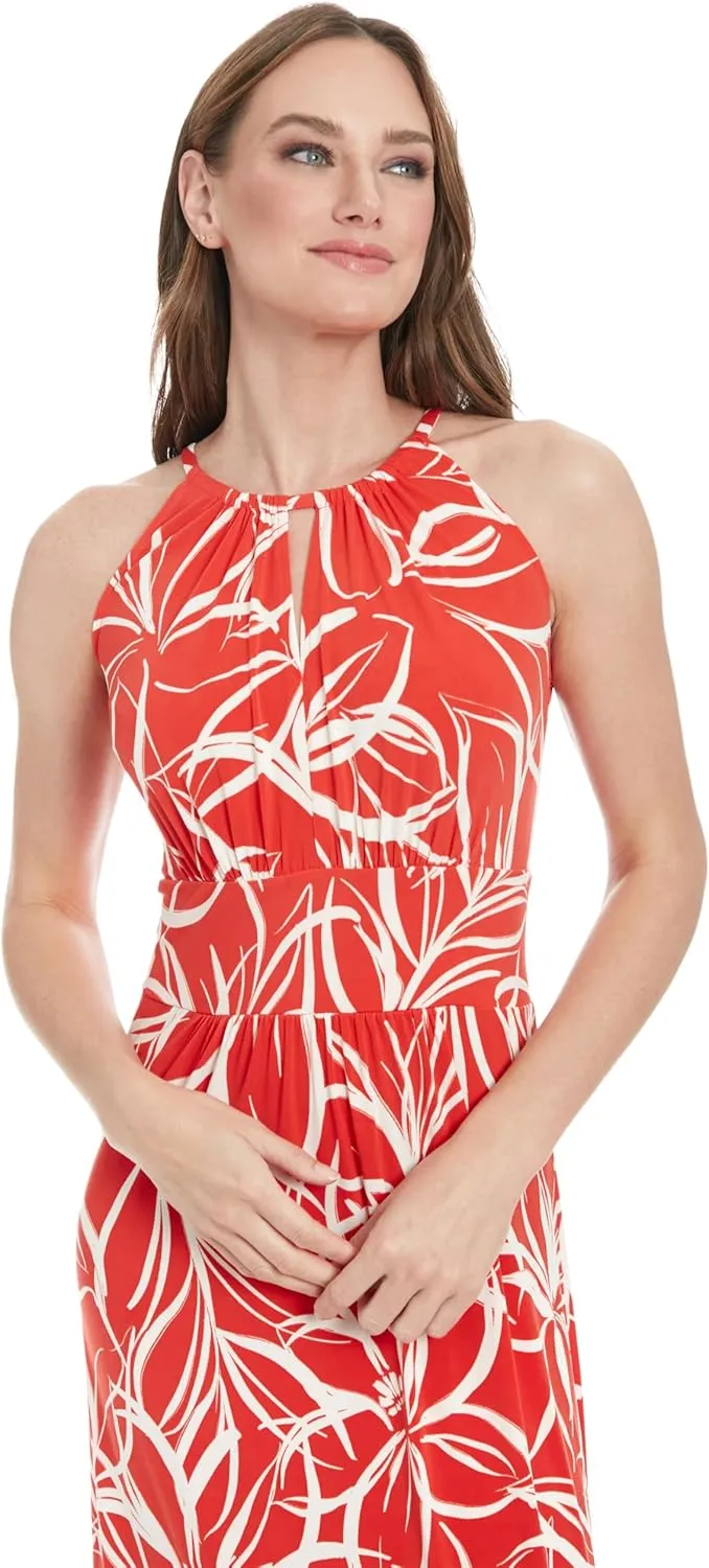 London Times Women's Halter Neckline Signature Morris Maxi Dress Vacation Occasion Event Guest of