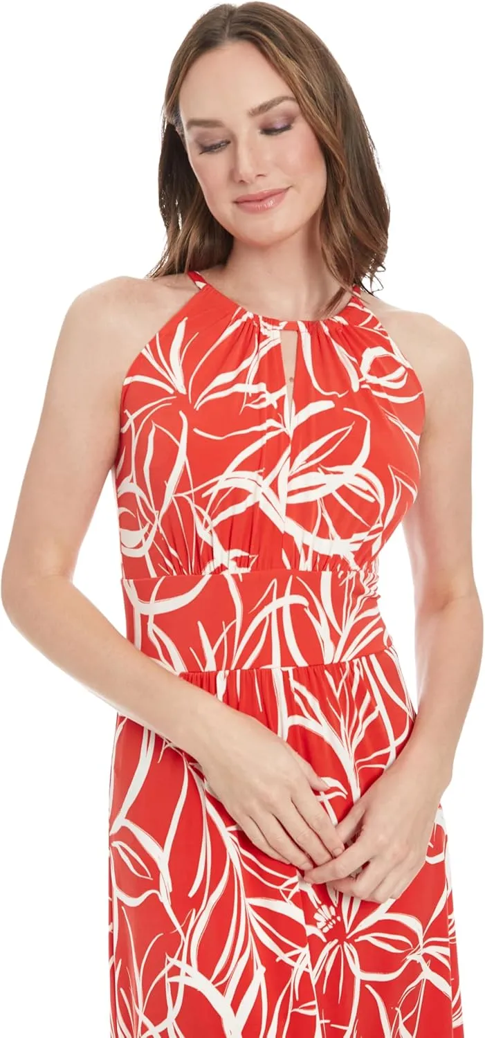 London Times Women's Halter Neckline Signature Morris Maxi Dress Vacation Occasion Event Guest of