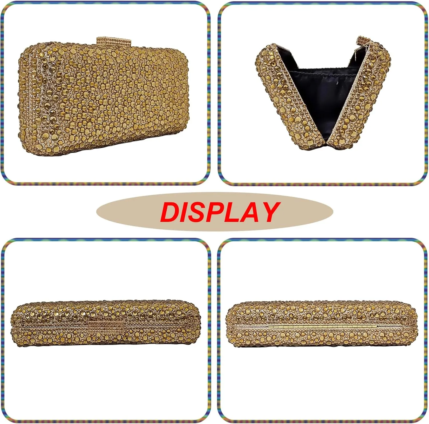 Long Rhinestone Box Evening Bag Women Formal Gathering Party Crystal Clutch Bridal Purse