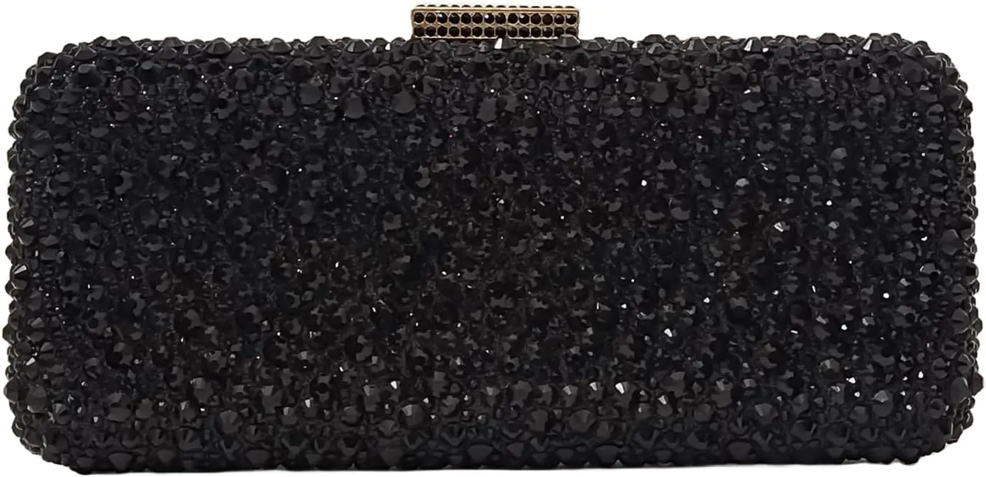 Long Rhinestone Box Evening Bag Women Formal Gathering Party Crystal Clutch Bridal Purse