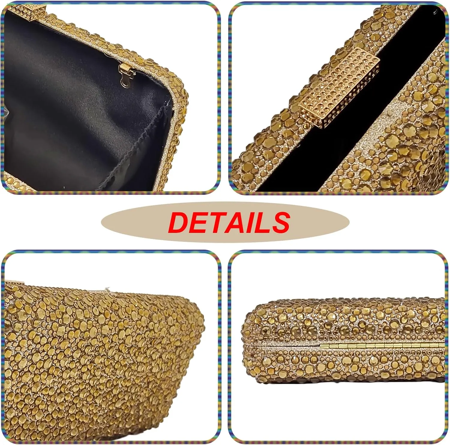 Long Rhinestone Box Evening Bag Women Formal Gathering Party Crystal Clutch Bridal Purse