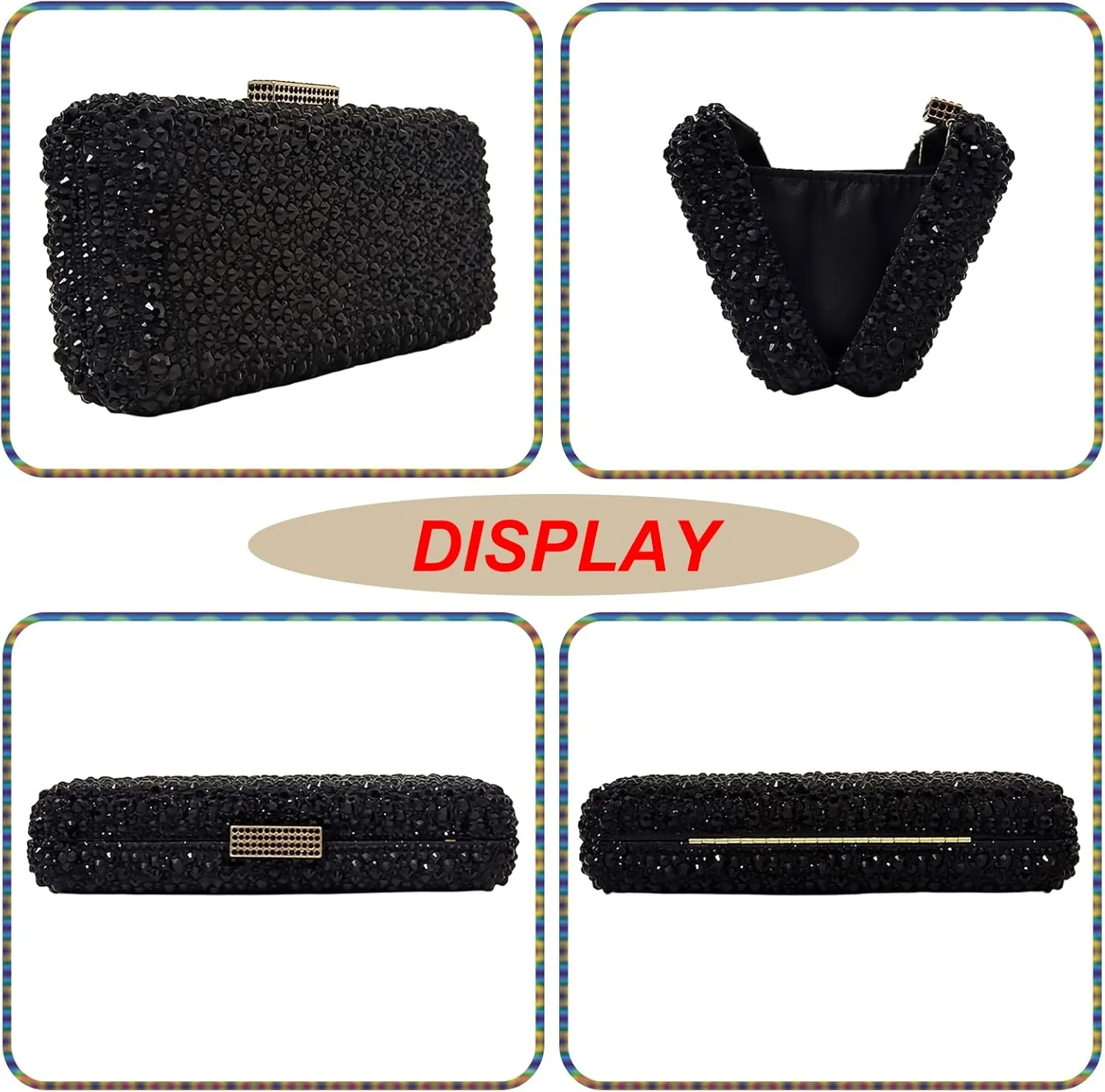 Long Rhinestone Box Evening Bag Women Formal Gathering Party Crystal Clutch Bridal Purse