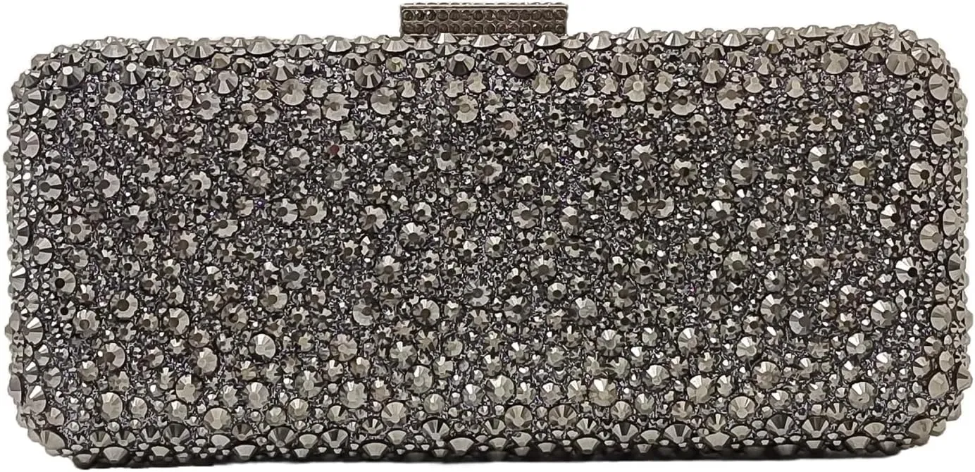 Long Rhinestone Box Evening Bag Women Formal Gathering Party Crystal Clutch Bridal Purse