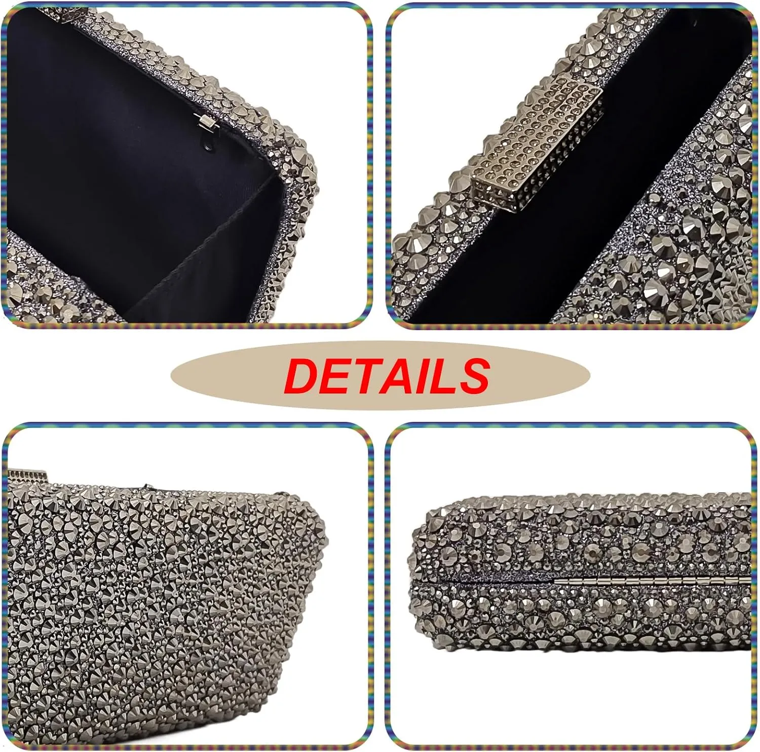 Long Rhinestone Box Evening Bag Women Formal Gathering Party Crystal Clutch Bridal Purse