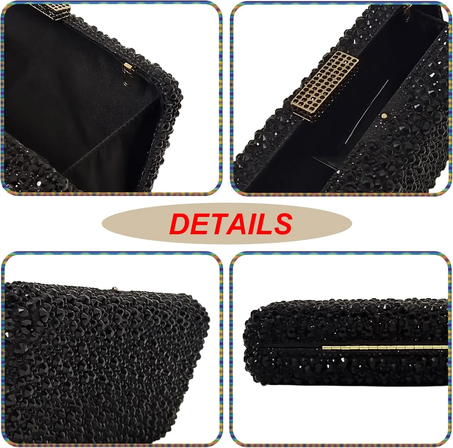 Long Rhinestone Box Evening Bag Women Formal Gathering Party Crystal Clutch Bridal Purse