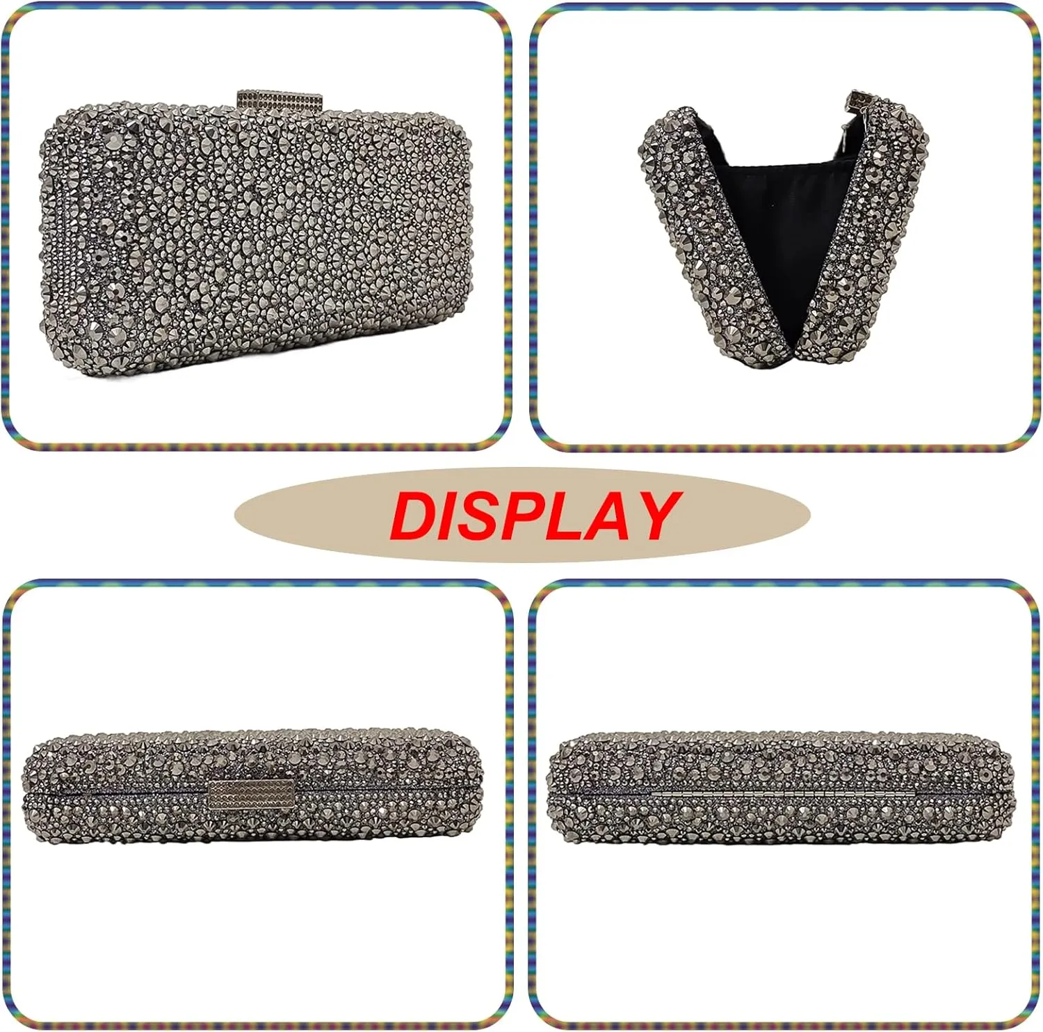 Long Rhinestone Box Evening Bag Women Formal Gathering Party Crystal Clutch Bridal Purse