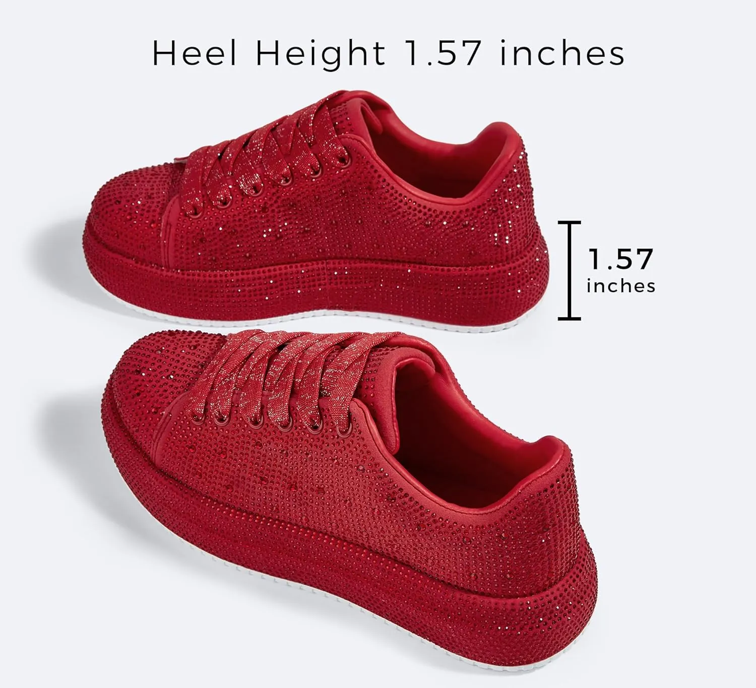 LUCKY STEP Rhinestone Sneakers for Women Platform Sparkly Glitter Bling Tennis Shoes Fashion Bedazzled Wedding Bridal Party Walking Sneakers