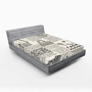 Lunarable Old Newspaper Fitted Sheet, Vintage Fashion Themed Shoes Handbag Purses with Ornate Details Retro, Bed Cover with All-Round Elastic Deep Pocket for Comfort, California King, Black Cream