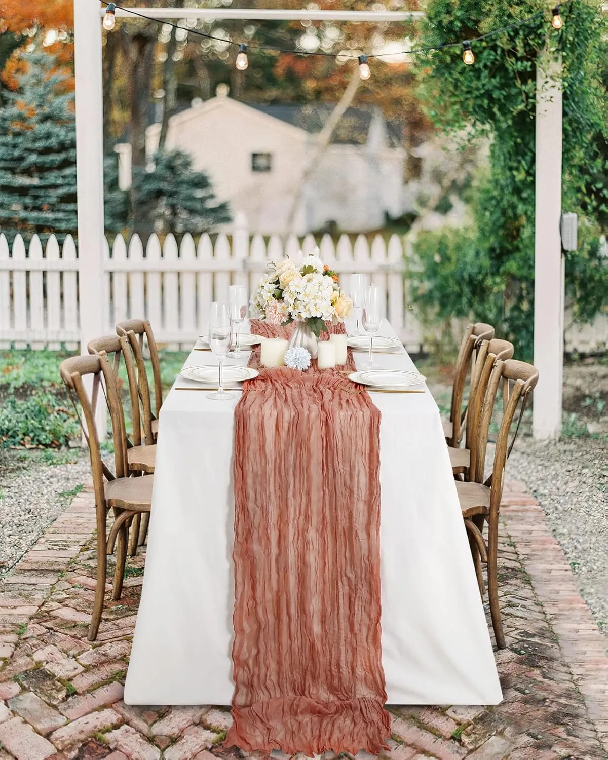 LuoluoHouse 5 Pack 10ft Cheesecloth Table Runner Boho Gauze Table Fabric for Wedding Bridal Shower Birthday Party Baby Shower Decorations 35x120 Inch Dusty Blush