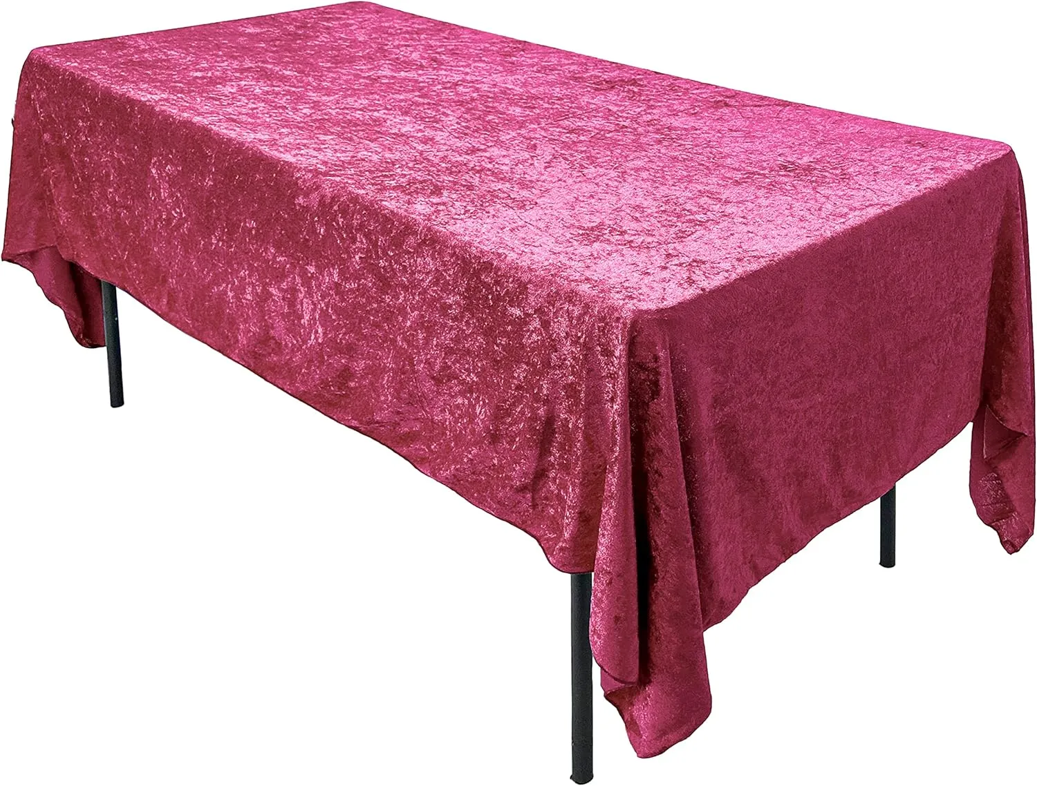 Lush Panne Velvet Tablecloth - 60 x 102 Inch Rectangular Table Cover | Great for Buffet Table, Parties, Holiday Dinner, Wedding & Baby Shower - Fuchsia