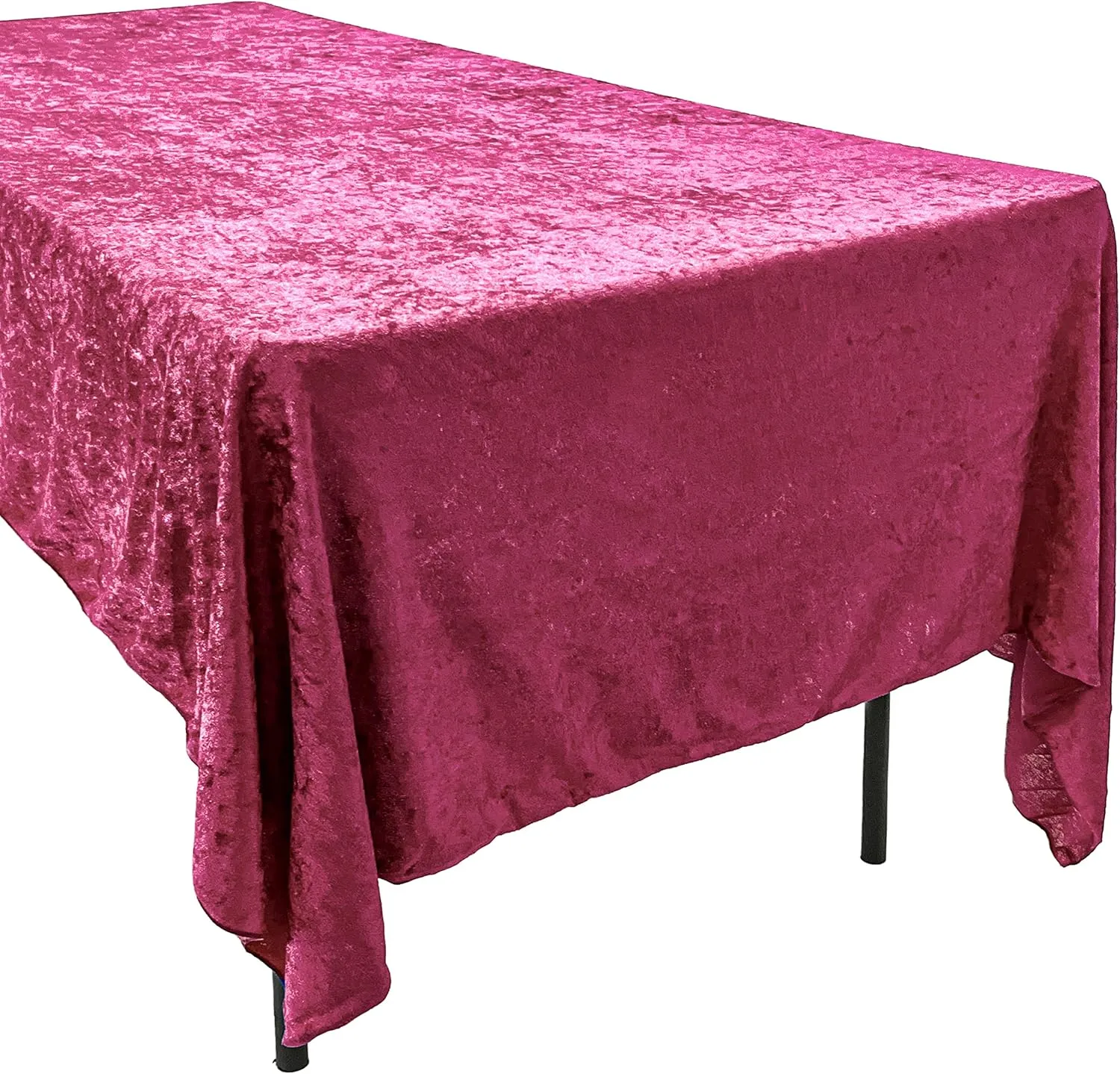 Lush Panne Velvet Tablecloth - 60 x 102 Inch Rectangular Table Cover | Great for Buffet Table, Parties, Holiday Dinner, Wedding & Baby Shower - Fuchsia