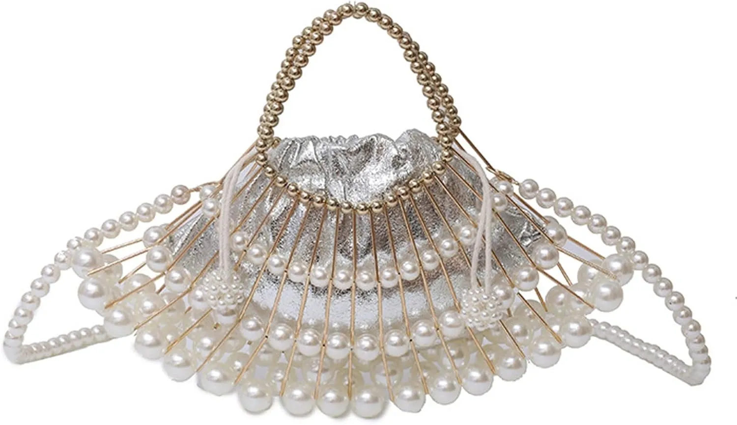 Luxury Pearl Bag Chain Bag Purse Evening Bags, Artificial Pearl Clutch Handmade Bags for Party Wedding Bridal Travel 07