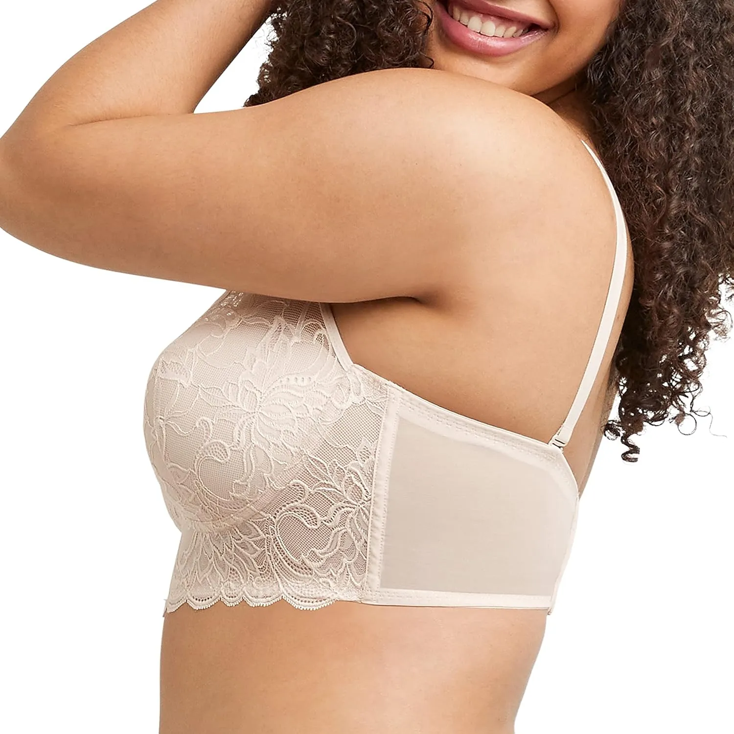Maidenform Women's Wireless Bralette, Pure Comfort Lace Longline Bra, Convertible Bra for Women