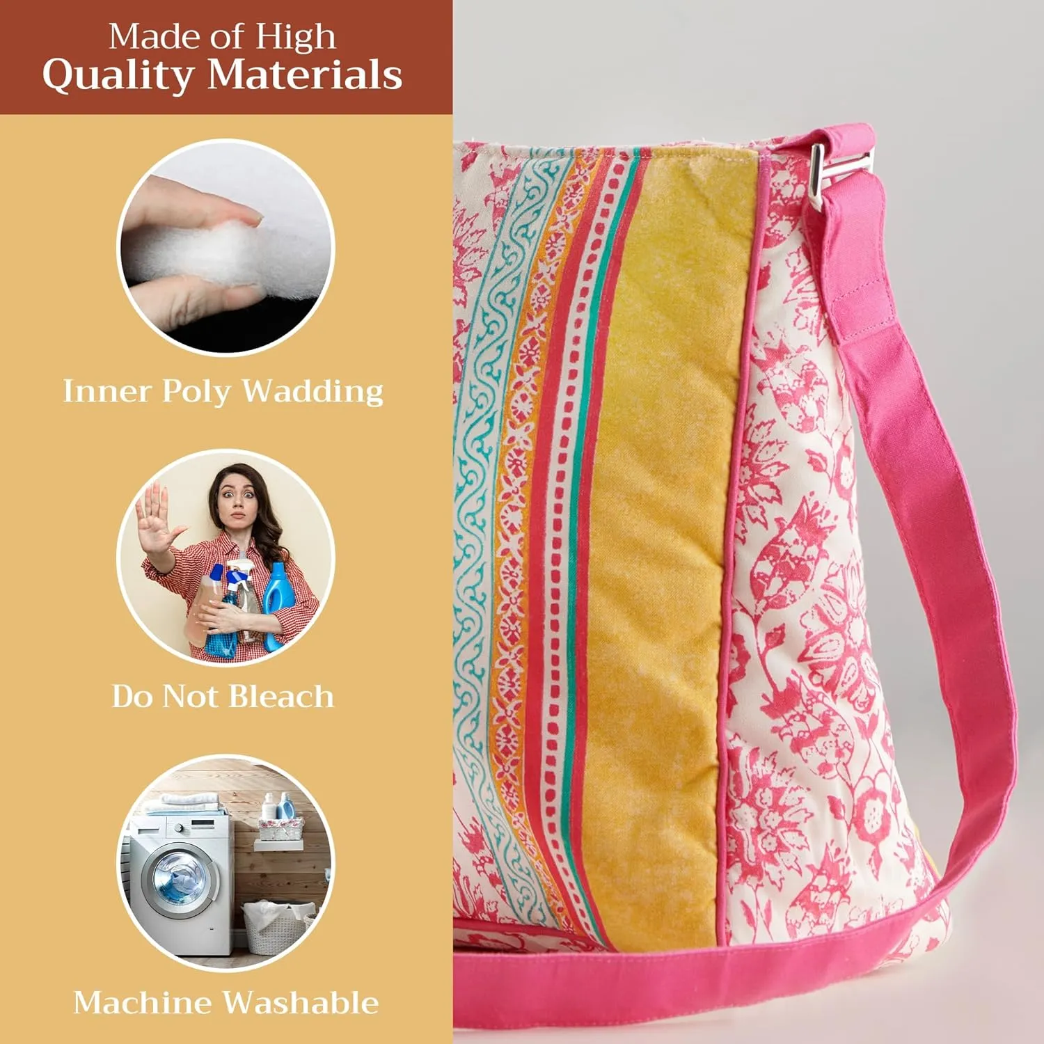 Maison d' Hermine Hand Bag Cotton Adjustable Shoulder Strap Cross Body Bag Tote purse with Zippered & Slip Pockets