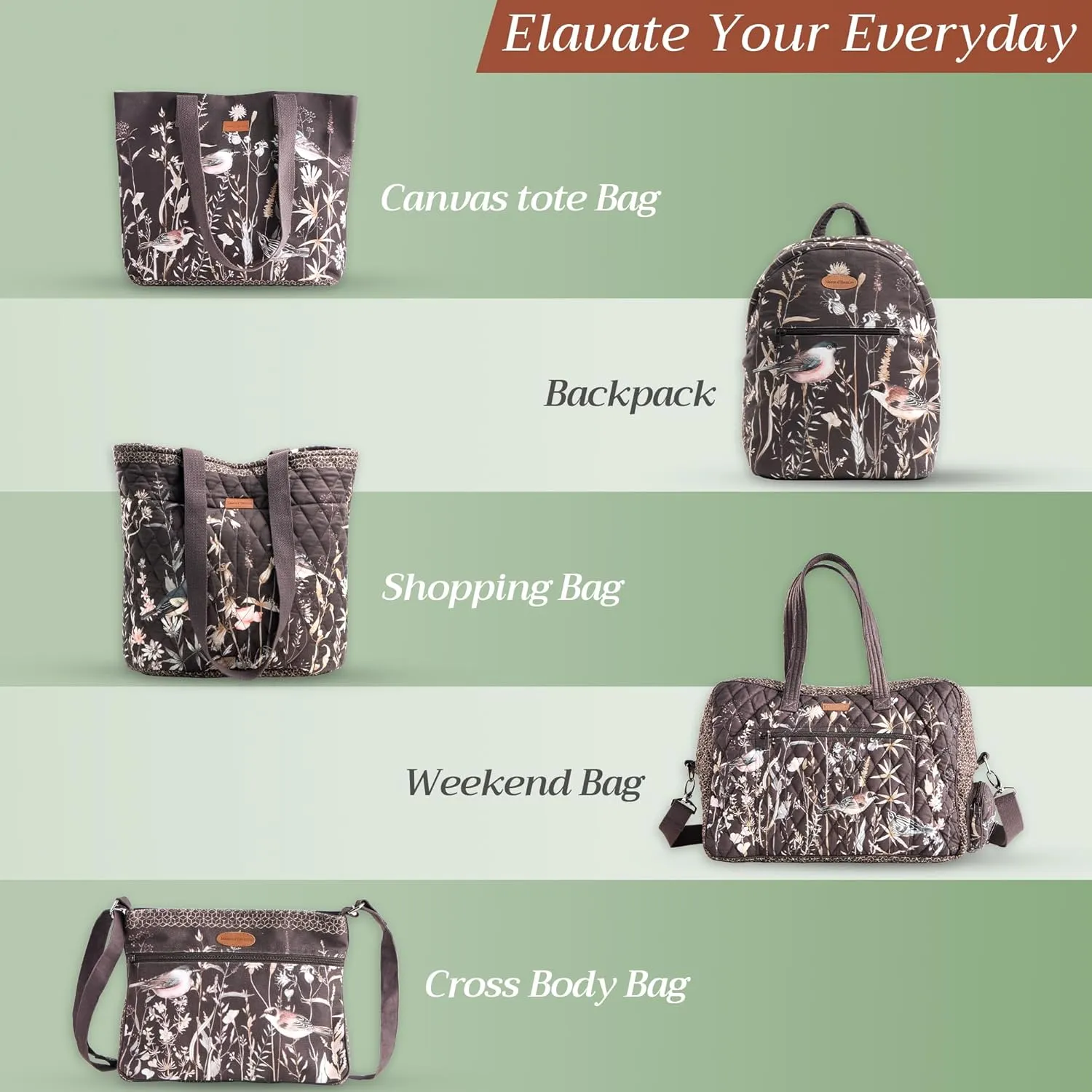 Maison d' Hermine Hand Bag Cotton Adjustable Shoulder Strap Cross Body Bag Tote purse with Zippered & Slip Pockets