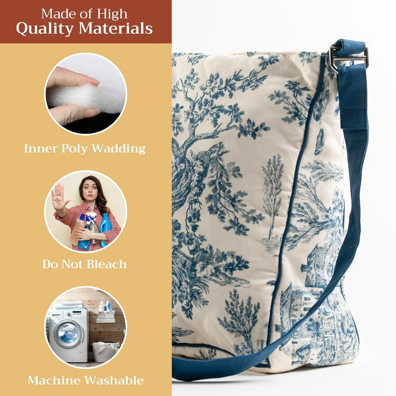 Maison d' Hermine Hand Bag Cotton Adjustable Shoulder Strap Cross Body Bag Tote purse with Zippered & Slip Pockets