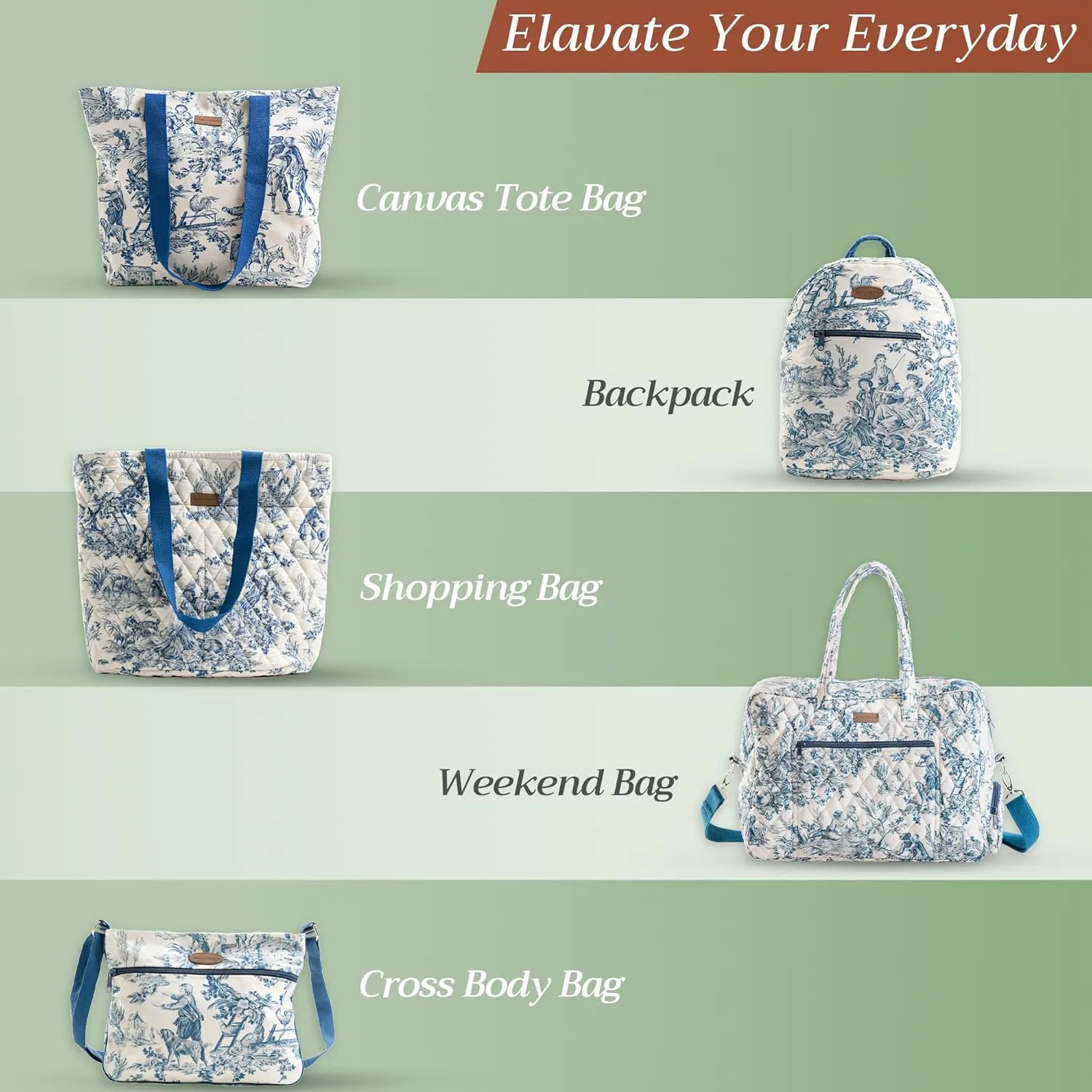 Maison d' Hermine Hand Bag Cotton Adjustable Shoulder Strap Cross Body Bag Tote purse with Zippered & Slip Pockets