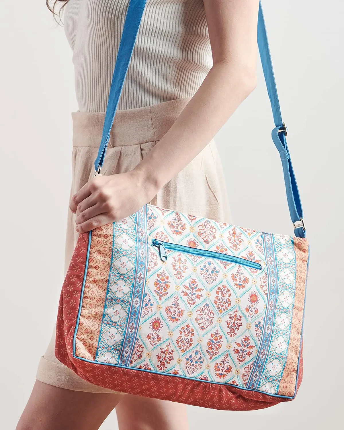 Maison d' Hermine Hand Bag Cotton Adjustable Shoulder Strap Cross Body Bag Tote purse with Zippered & Slip Pockets