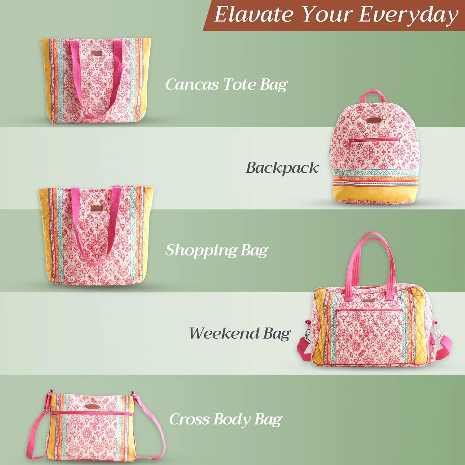 Maison d' Hermine Hand Bag Cotton Adjustable Shoulder Strap Cross Body Bag Tote purse with Zippered & Slip Pockets