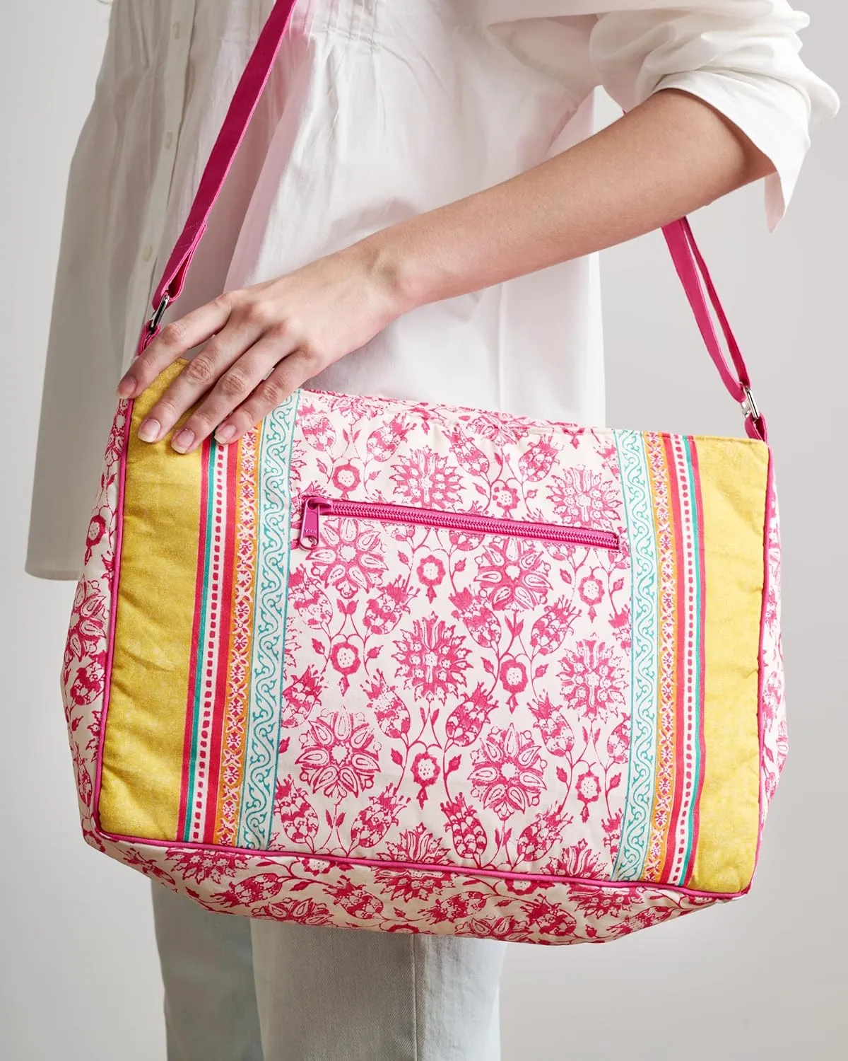 Maison d' Hermine Hand Bag Cotton Adjustable Shoulder Strap Cross Body Bag Tote purse with Zippered & Slip Pockets