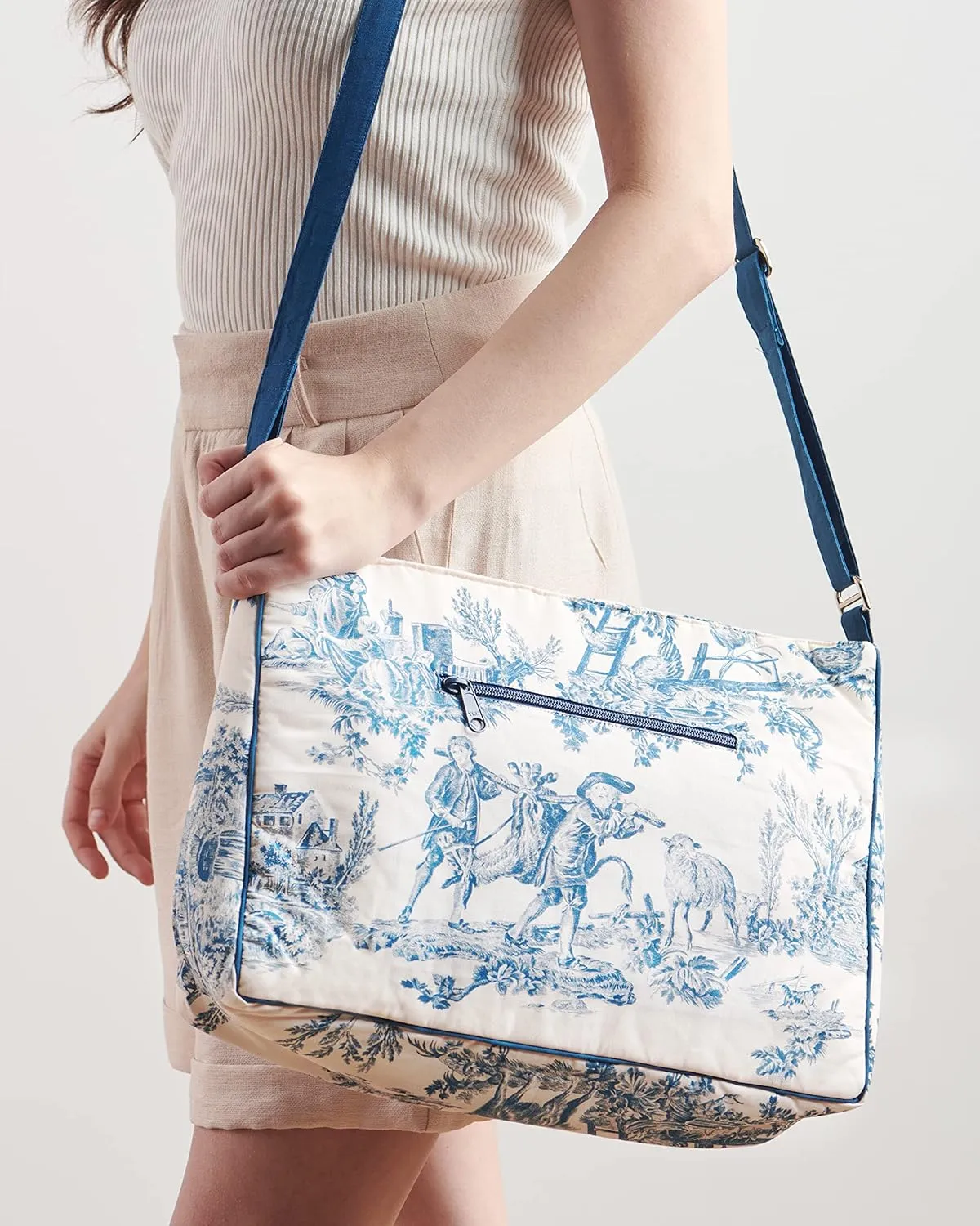 Maison d' Hermine Hand Bag Cotton Adjustable Shoulder Strap Cross Body Bag Tote purse with Zippered & Slip Pockets