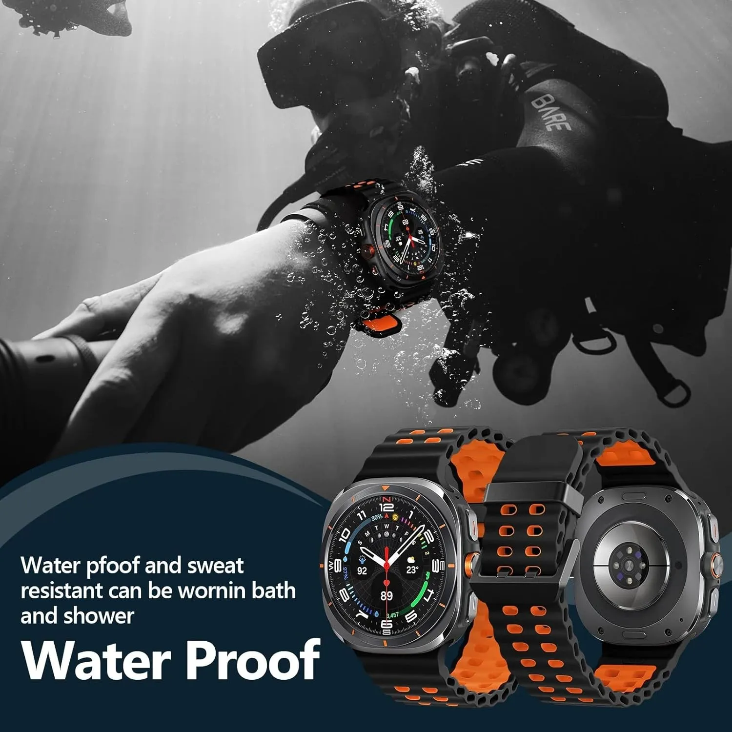 Marine Band For Samsung Galaxy Watch Ultra Strap 47mm Accessories Sport silicone correa Bracelet For Galaxy Watch7 ultra 47 mm Strap
