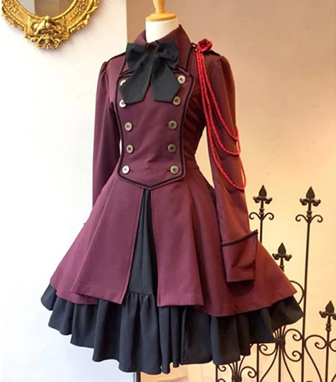 Medieval Costume Women Plus Size Renaissance Dress with Bow Vintage Ruffle Steampunk Rococo Gothic Lolita Clothes