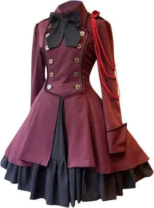 Medieval Costume Women Plus Size Renaissance Dress with Bow Vintage Ruffle Steampunk Rococo Gothic Lolita Clothes