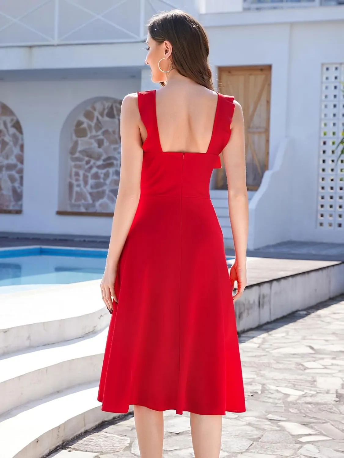 Meetjen Cocktail Party Dress Halter Neck Midi Wedding Guest Graduation 2025 Evening Sleeveless Prom Dresses