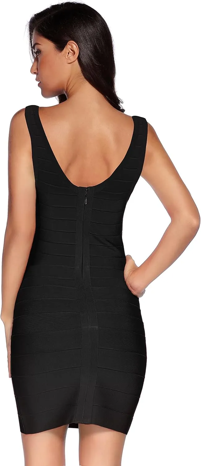 meilun Sexy V-Neck Bandage Bodycon Cocktail Dress for Wedding Guest Strap Foil Formal Gowns Evening Dress