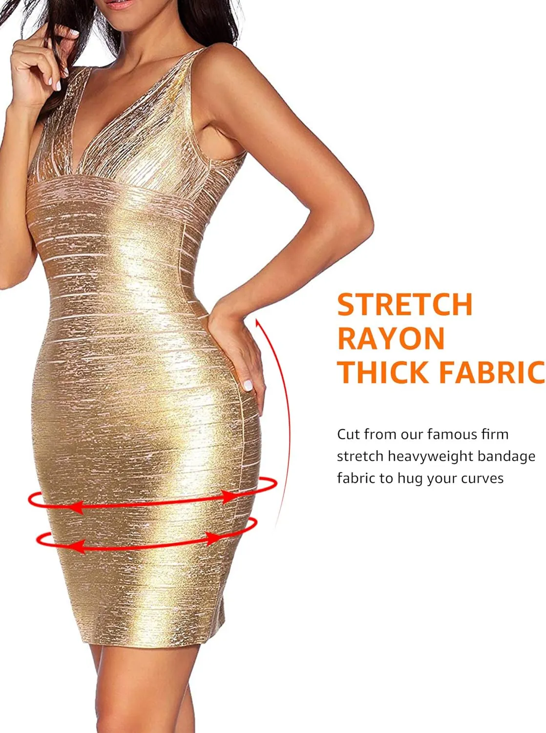 meilun Sexy V-Neck Bandage Bodycon Cocktail Dress for Wedding Guest Strap Foil Formal Gowns Evening Dress