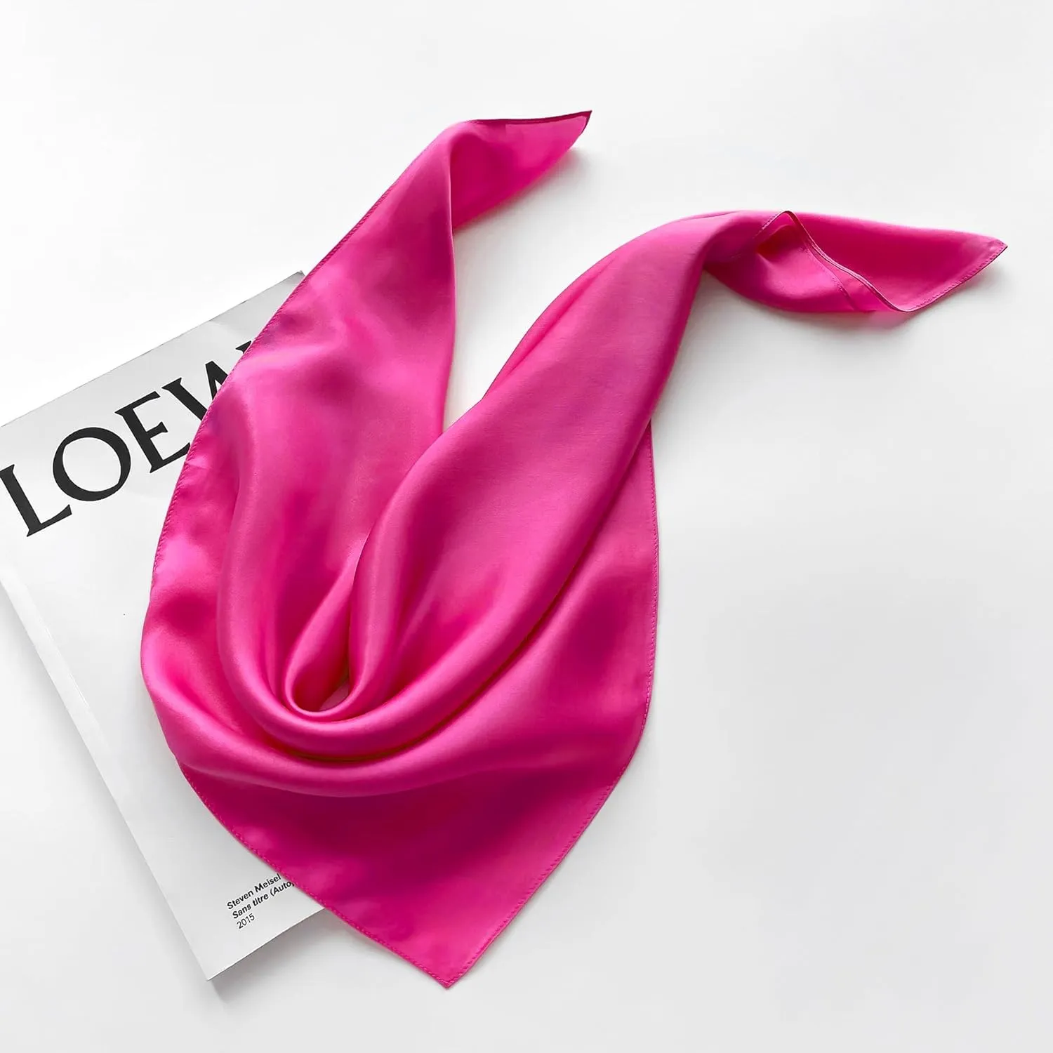 MEISEE Solid Color Mulberry Silk Scarf 26" Square Scarf Neck Scarf Hair Head Breathable Lightweight for Women Gift Packed