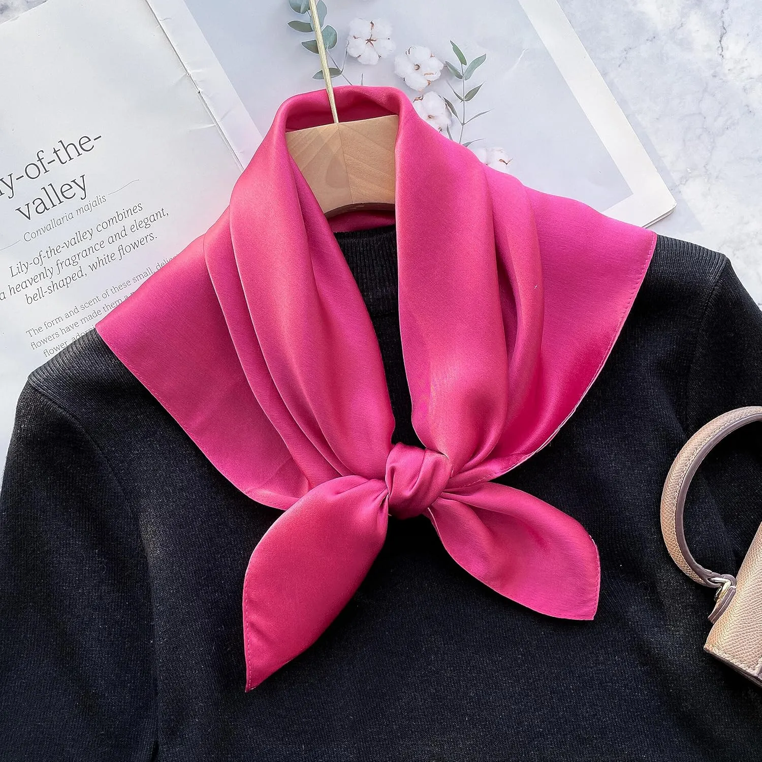 MEISEE Solid Color Mulberry Silk Scarf 26" Square Scarf Neck Scarf Hair Head Breathable Lightweight for Women Gift Packed