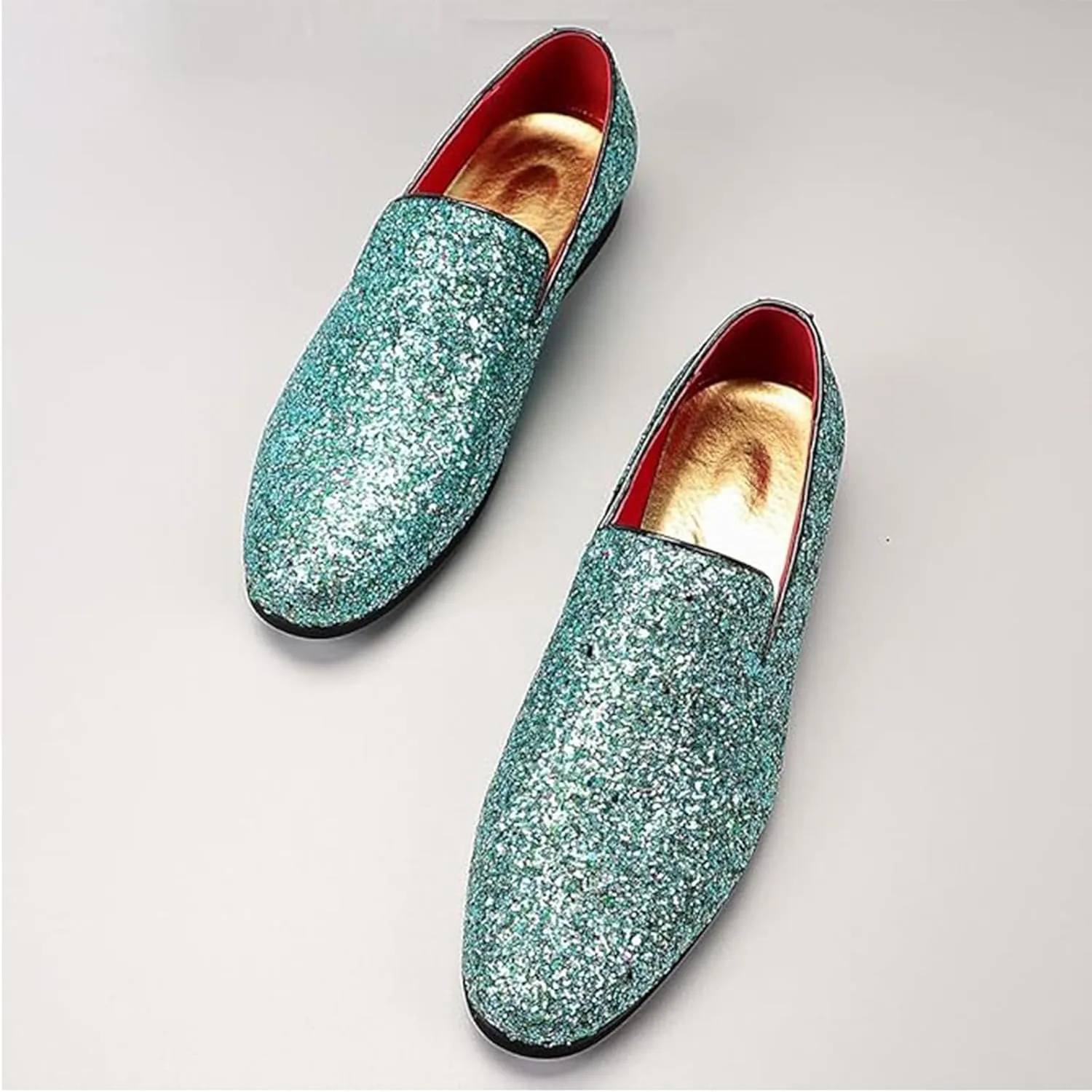 Men's Dress Shoes with Glitter Detailing - Slip-On Formal Wedding Shoes for Ballroom Parties & Special Occasions