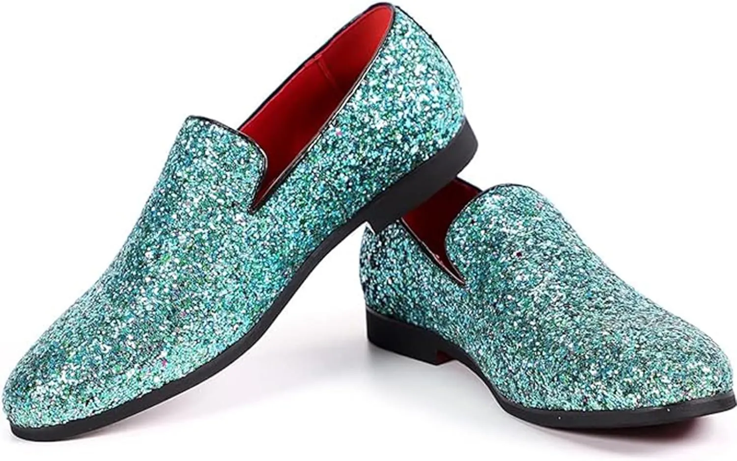 Men's Dress Shoes with Glitter Detailing - Slip-On Formal Wedding Shoes for Ballroom Parties & Special Occasions