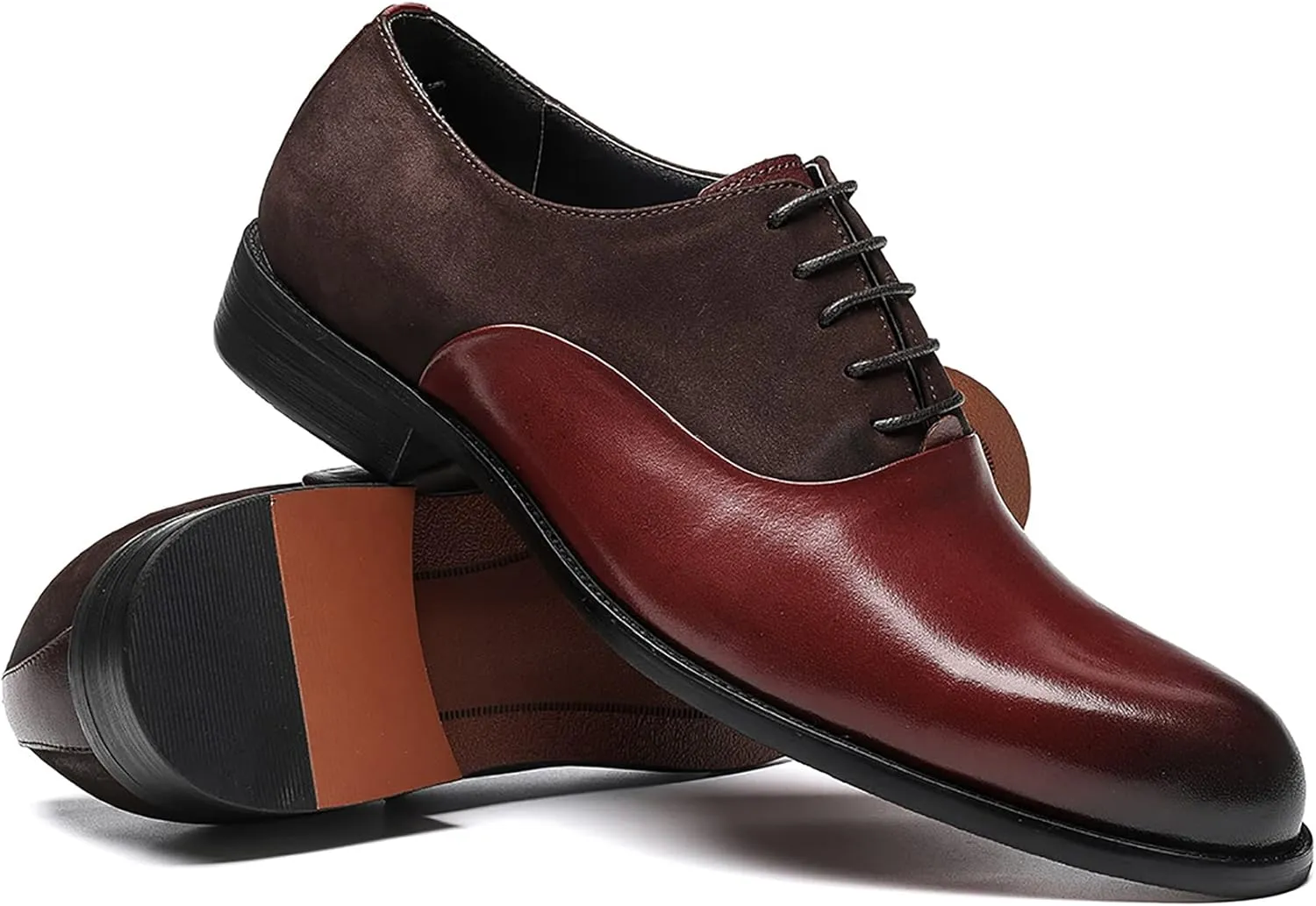 Men's Oxfords Formal Dress Leather Plain Toe Tow Tone Derby Business Prom Wedding Fashion Casual Comfort Walking Shoes for Men