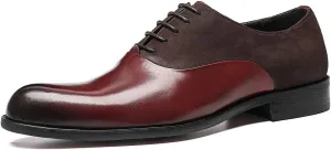 Men's Oxfords Formal Dress Leather Plain Toe Tow Tone Derby Business Prom Wedding Fashion Casual Comfort Walking Shoes for Men