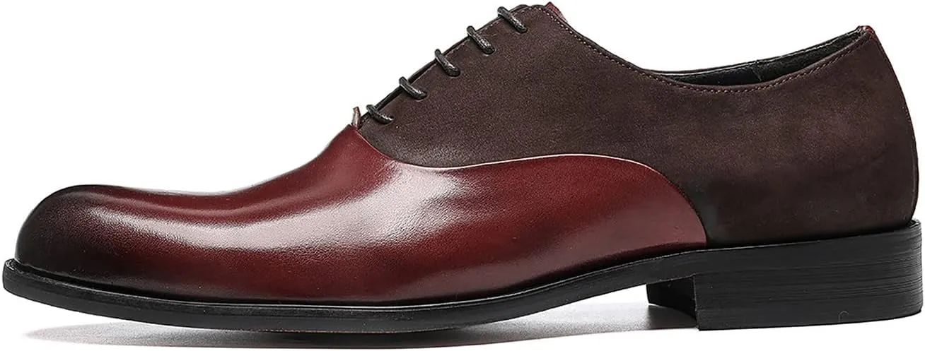 Men's Oxfords Formal Dress Leather Plain Toe Tow Tone Derby Business Prom Wedding Fashion Casual Comfort Walking Shoes for Men