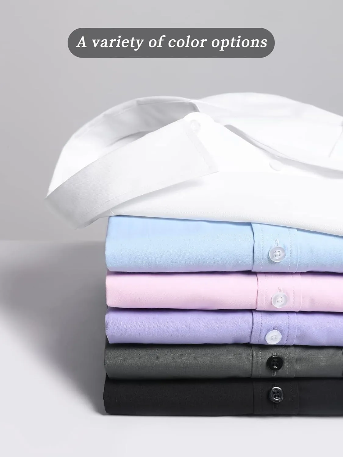 Men's Solid Long Sleeve Dress Shirt with Matching Tie and Handkerchief Set Classic Button Down Formal Business Shirts