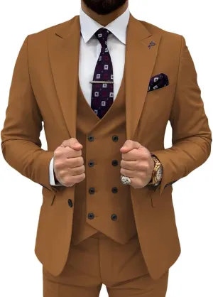 Mens Suit 3 Piece Slim Fit Suits for Men Double Breasted Suit Wedding Prom Suits Formal Business Dinner Tuxedo