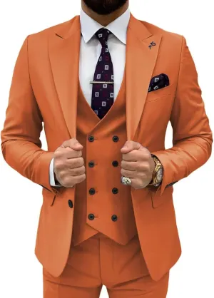 Mens Suit 3 Piece Slim Fit Suits for Men Double Breasted Suit Wedding Prom Suits Formal Business Dinner Tuxedo