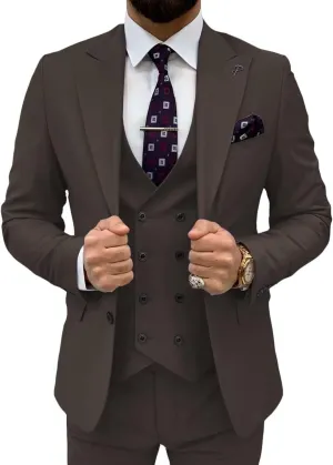 Mens Suit 3 Piece Slim Fit Suits for Men Double Breasted Suit Wedding Prom Suits Formal Business Dinner Tuxedo