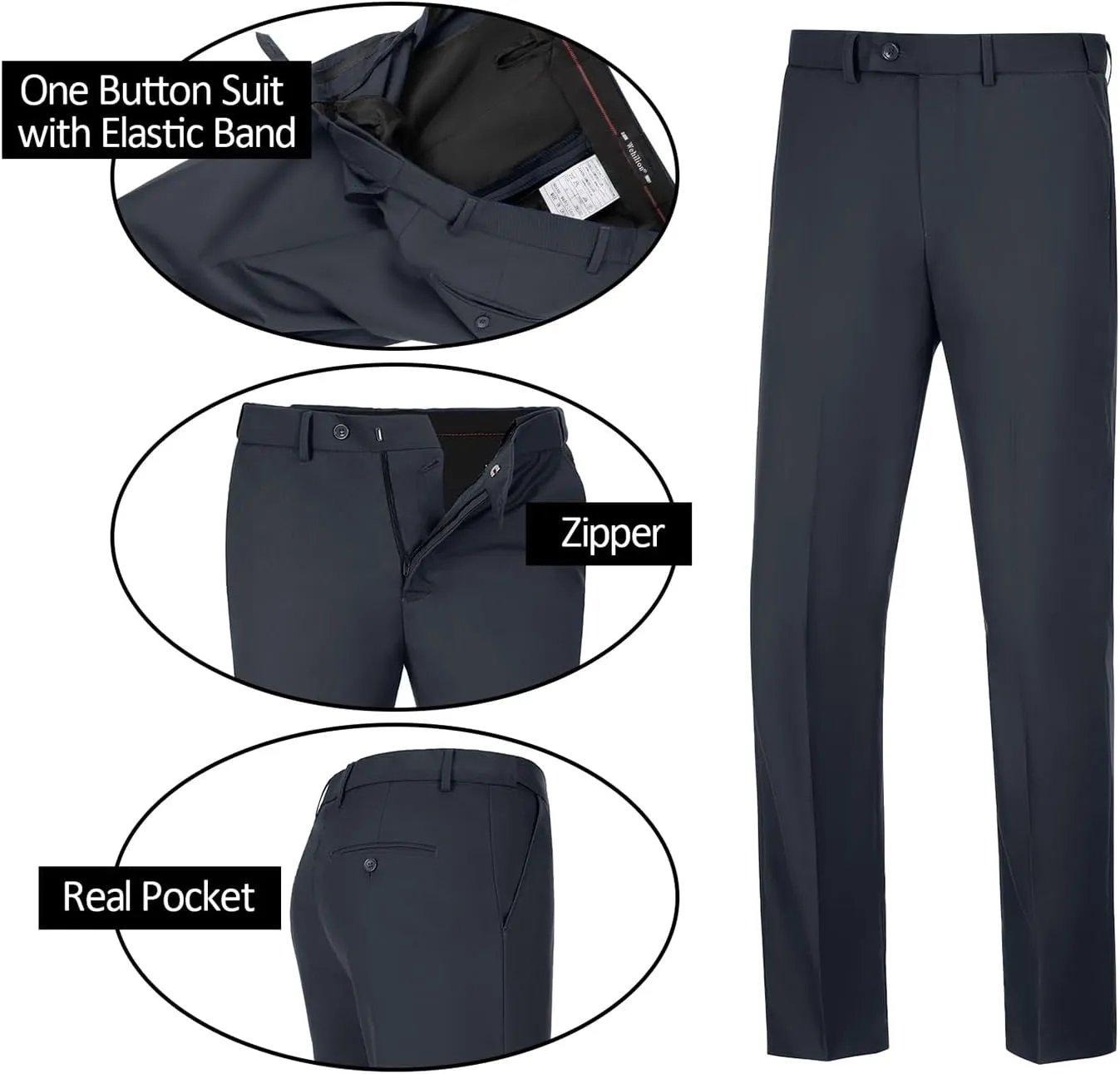 Mens Suits 3 Pieces 2 Button Slim Fit Suit Tuxedo Prom Formal Jacket Blazer Vest Pants with Tie