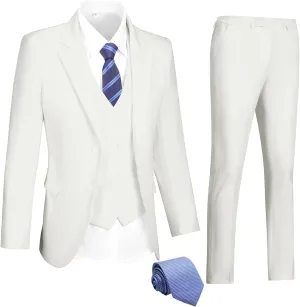 Mens Suits 3 Pieces 2 Button Slim Fit Suit Tuxedo Prom Formal Jacket Blazer Vest Pants with Tie