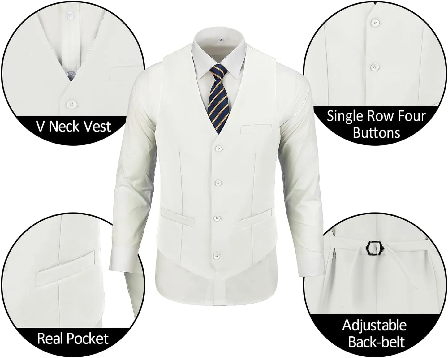 Mens Suits 3 Pieces 2 Button Slim Fit Suit Tuxedo Prom Formal Jacket Blazer Vest Pants with Tie