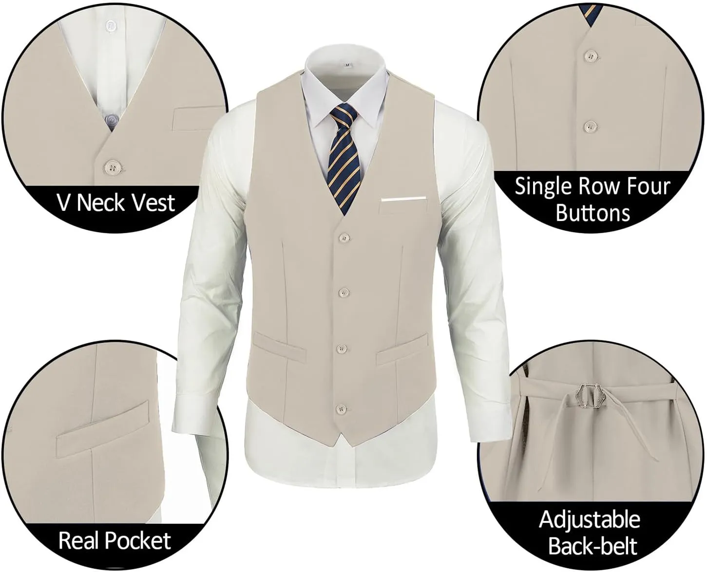 Mens Suits 3 Pieces 2 Button Slim Fit Suit Tuxedo Prom Formal Jacket Blazer Vest Pants with Tie