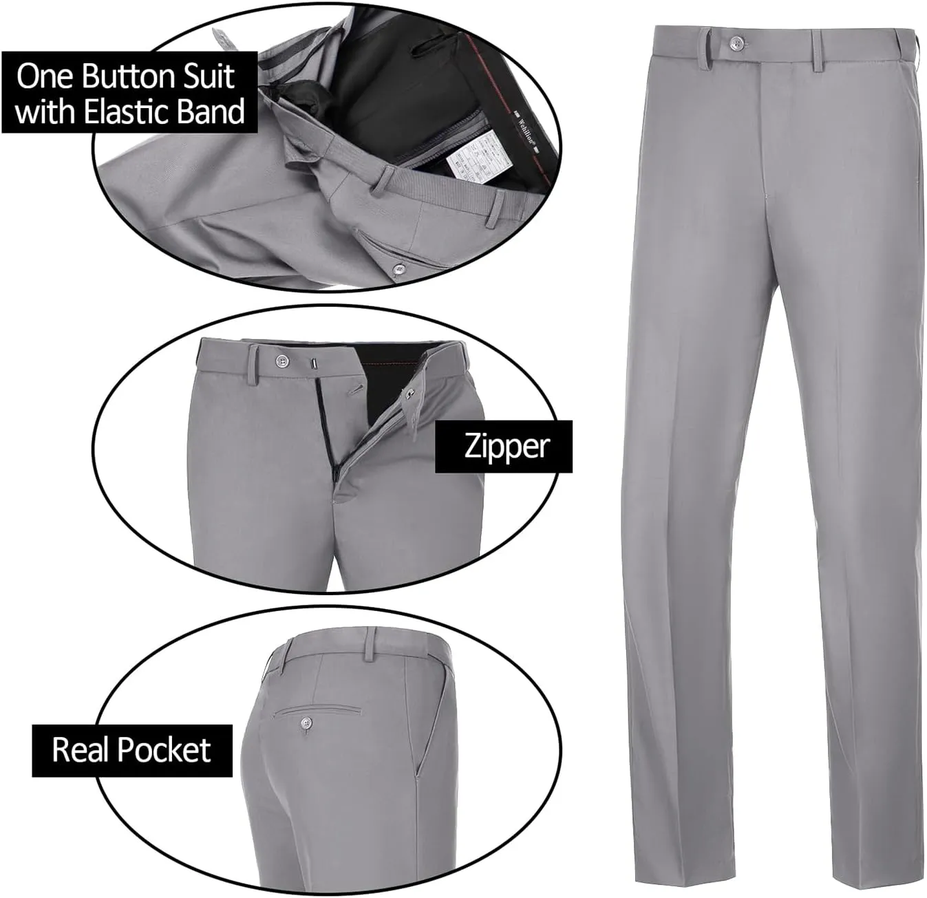 Mens Suits 3 Pieces 2 Button Slim Fit Suit Tuxedo Prom Formal Jacket Blazer Vest Pants with Tie