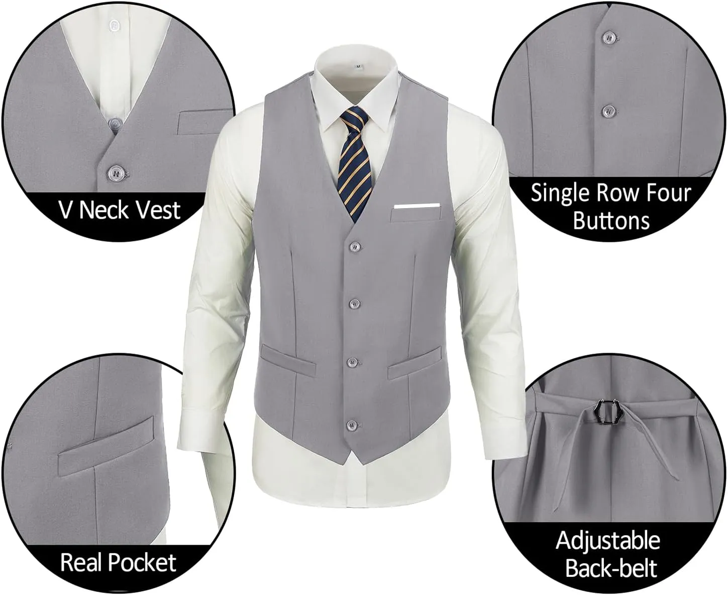Mens Suits 3 Pieces 2 Button Slim Fit Suit Tuxedo Prom Formal Jacket Blazer Vest Pants with Tie