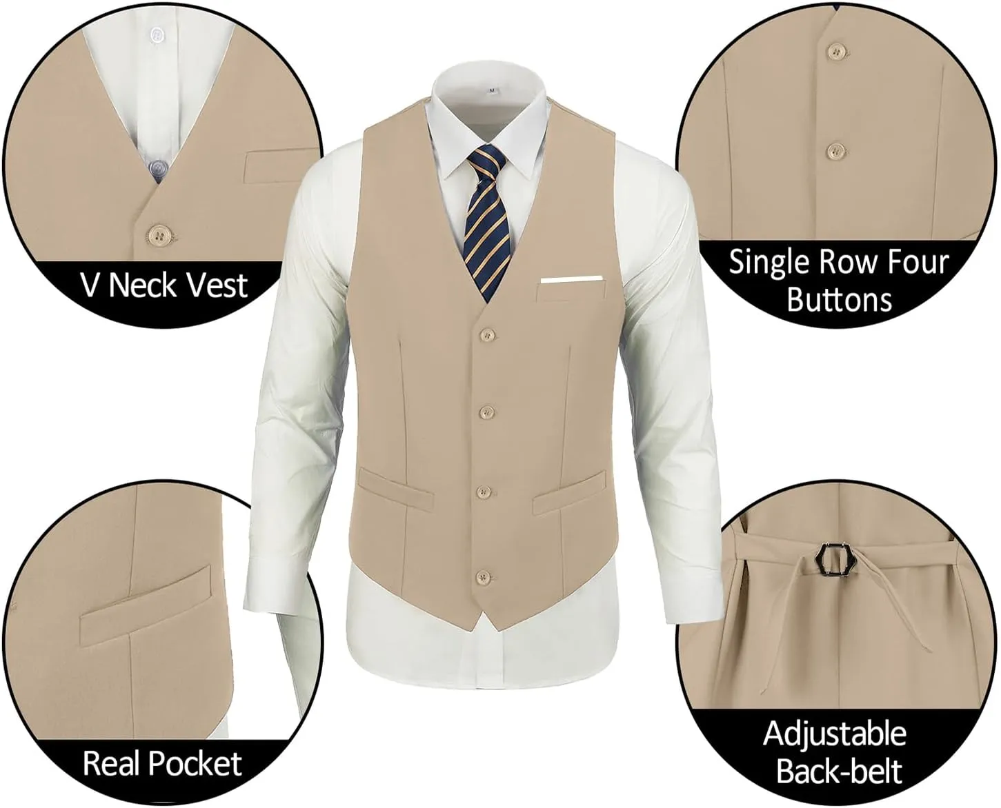 Mens Suits 3 Pieces 2 Button Slim Fit Suit Tuxedo Prom Formal Jacket Blazer Vest Pants with Tie