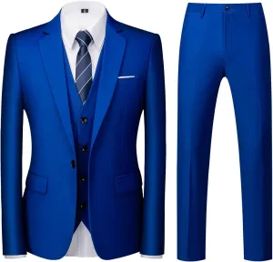 Mens Suits Regular Fit 3 Piece Tuxedo Blazer Jacket Vest Pants Formal Suit Set for Men Wedding Prom Casual